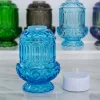 LE Smith Glass Weishar Glass Moon & Star Colonial Blue Mini Fairy Lamp 🦋