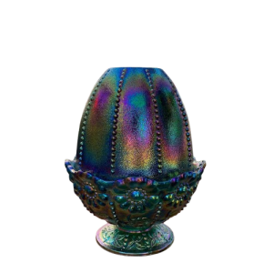 Vintage 70s Fenton art glass Amethyst Carnival 6" Beaded Flower Fairy Light