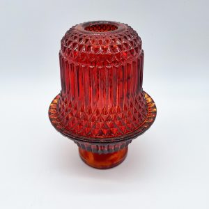 Ruby Red Vintage Indiana Glass Diamond Point Fairy Lamp