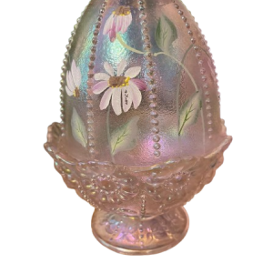Vintage 90s Fenton Art Glass Pink Carnival Fairy Lamp